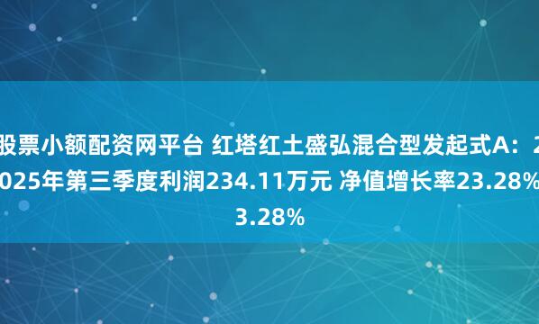 股票小额配资网平台 红塔红土盛弘混合型发起式A：2025年第三季度利润234.11万元 净值增长率23.28%